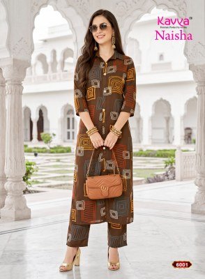 KAVYA NAISHA Vol-6 Cord Set Egyptian Rayon Stitched Top and Pant with Pocket co ord set catalogs
