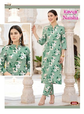 KAVYA NAISHA Vol-6 Cord Set Egyptian Rayon Stitched Top and Pant with Pocket co ord set catalogs