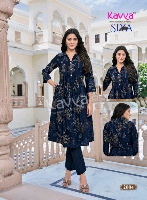 KAVYA SIYA Vol-2 Korean Flair Cut Printed Vetican Kurti Pant 2-Piece Set kurtis catalogs