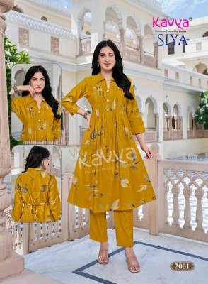 KAVYA SIYA Vol-2 Korean Flair Cut Printed Vetican Kurti Pant 2-Piece Set kurtis catalogs
