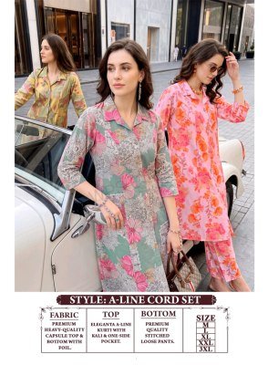 KAVYA VEDIKA Vol-7 Premium Capsule Foil A-Line Cord Set with Pocket co ord set catalogs