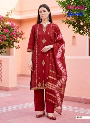 KAVYA YASHIKA Vol-4 Straight Cut Vatican Dyed Top Pant Dupatta Set kurti pant with dupatta Catalogs