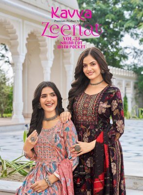 KAVYA ZEENAT Vol-34 Nayra Cut Capsule Foil Print 3-Piece Suit with Dupatta wholesale catalogs