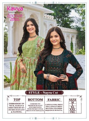 KAVYA ZEENAT Vol-34 Nayra Cut Capsule Foil Print 3-Piece Suit with Dupatta kurti pant with dupatta Catalogs
