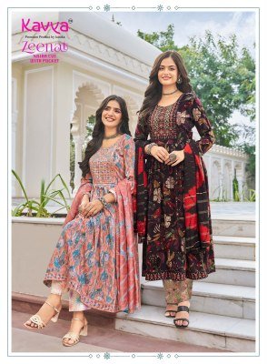 KAVYA ZEENAT Vol-34 Nayra Cut Capsule Foil Print 3-Piece Suit with Dupatta kurti pant with dupatta Catalogs