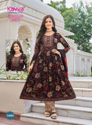 KAVYA ZEENAT Vol-34 Nayra Cut Capsule Foil Print 3-Piece Suit with Dupatta kurti pant with dupatta Catalogs