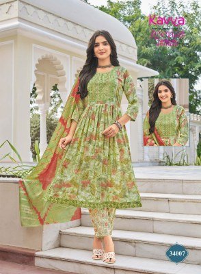 KAVYA ZEENAT Vol-34 Nayra Cut Capsule Foil Print 3-Piece Suit with Dupatta kurti pant with dupatta Catalogs