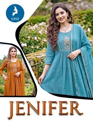 KAYA KURTI JENIFER 3-Piece Anarkali Coral Silk Top Bottom Set wholesale catalogs