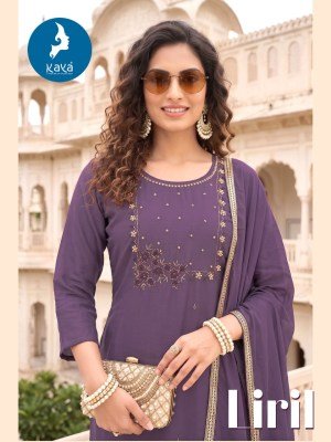 KAYA KURTI LIRIL 3-Piece Mull Chanderi Kurti Roman Silk Bottom Dupatta Set kurti pant with dupatta Catalogs