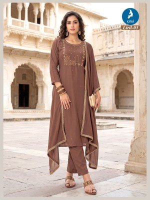 KAYA KURTI LIRIL 3-Piece Mull Chanderi Kurti Roman Silk Bottom Dupatta Set kurti pant with dupatta Catalogs
