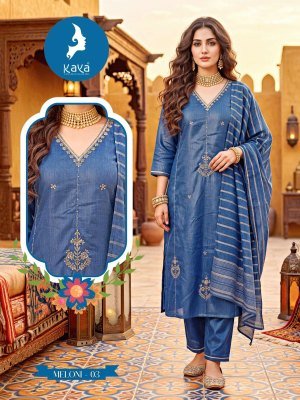 KAYA KURTI MELONI 3-Piece Straight Cut Shimmer Suit Set kurti pant with dupatta Catalogs