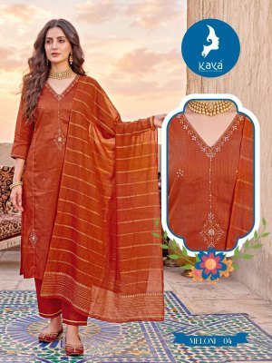 KAYA KURTI MELONI 3-Piece Straight Cut Shimmer Suit Set kurti pant with dupatta Catalogs