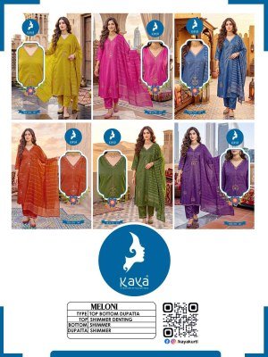 KAYA KURTI MELONI 3-Piece Straight Cut Shimmer Suit Set kurti pant with dupatta Catalogs