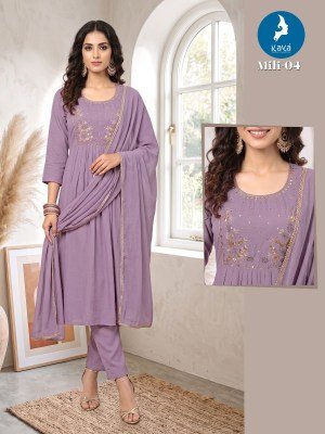 KAYA KURTI MILI Anarkali Mull Chanderi Kurti Roman Silk Set Size wise Combo Set