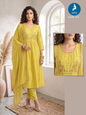 KAYA KURTI MILI Anarkali Mull Chanderi Kurti Roman Silk Set Size wise Combo Set