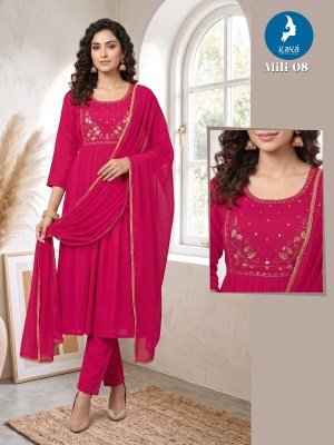 KAYA KURTI MILI Anarkali Mull Chanderi Kurti Roman Silk Set Size wise Combo Set