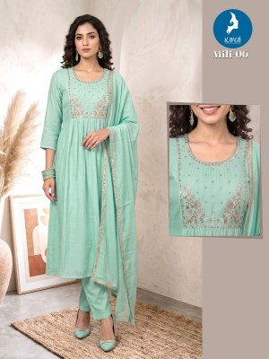 KAYA KURTI MILI Anarkali Mull Chanderi Kurti Roman Silk Set Size wise Combo Set