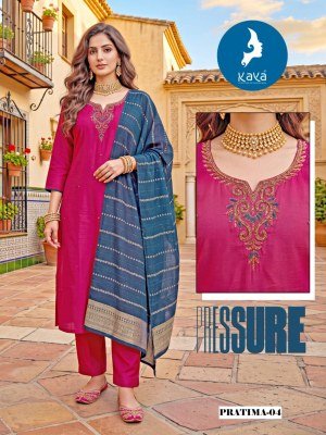 KAYA KURTI PRATIMA 3-Piece Straight Cut Suit with Dupatta Size wise Combo Set