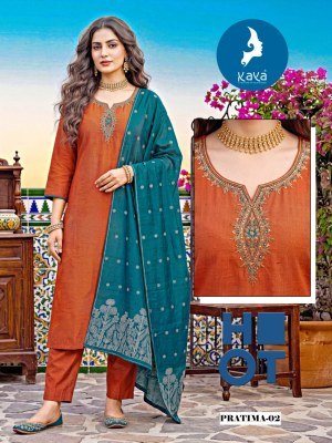 KAYA KURTI PRATIMA 3-Piece Straight Cut Suit with Dupatta Size wise Combo Set