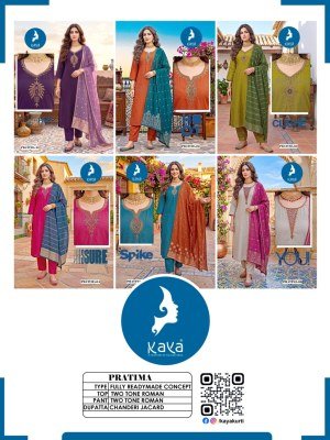 KAYA KURTI PRATIMA 3-Piece Straight Cut Suit with Dupatta Size wise Combo Set