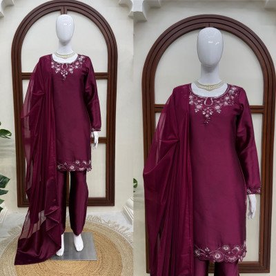 KD 1623 American Silk Designer Suit Palazzo with Tibby Silk Dupatta readymade suit catalogs