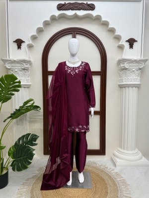 KD 1623 American Silk Designer Suit Palazzo with Tibby Silk Dupatta readymade suit catalogs