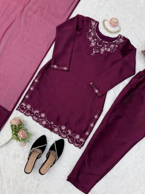 KD 1623 American Silk Designer Suit Palazzo with Tibby Silk Dupatta readymade suit catalogs