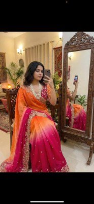 KERI Design Fendy Satin Saree with Heavy Embroidery Sequins Border and Stitched Blouse sarees catalogs