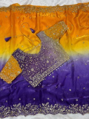 KERI Design Fendy Satin Saree with Heavy Embroidery Sequins Border and Stitched Blouse sarees catalogs