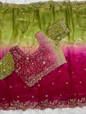 KERI Design Fendy Satin Saree with Heavy Embroidery Sequins Border and Stitched Blouse sarees catalogs