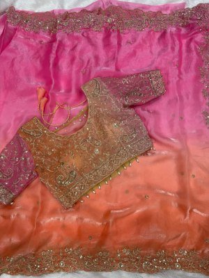 KERI Design Fendy Satin Saree with Heavy Embroidery Sequins Border and Stitched Blouse sarees catalogs