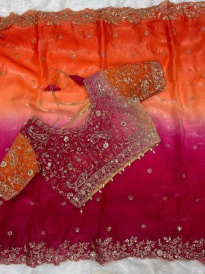 KERI Design Fendy Satin Saree with Heavy Embroidery Sequins Border and Stitched Blouse sarees catalogs