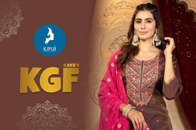 KGF by Kaya Romen shimmer 3 piece straight Kurti pant and dupatta catalogue at amaviexpo  readymade suit catalogs