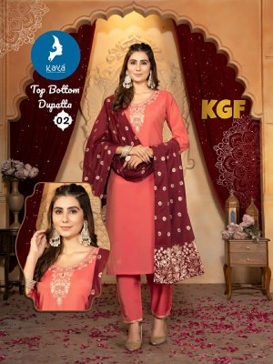 KGF by Kaya Romen shimmer 3 piece straight Kurti pant and dupatta catalogue at amaviexpo  readymade suit catalogs