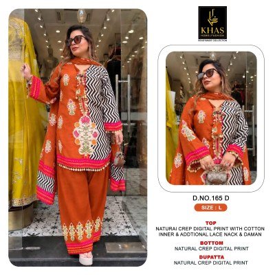 KHAS Design No. 165 Natural Crepe Digital Print Suit Set Size wise Combo Set