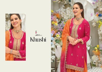 KHUSHI by EBA LIFESTYLE Chinon Embroidered Palazzo Suit with Dupatta  Fancy Palazzo suit catalogue