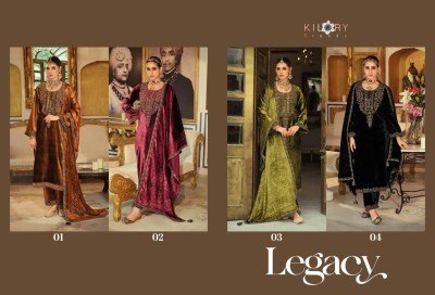 KILORY TRENDS LEGACY  Pure Velvet Embroidered Dress Material with Stone Handwork wholesale catalogs