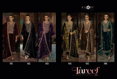 KILORY TRENDS TAREEF Pure Velvet Embroidered Dress Material with Stone Handwork wholesale catalogs