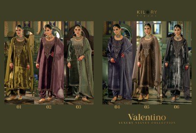KILORY TRENDS VALENTINO Pure Velvet Beads Dress Material with Dupatta wholesale catalogs
