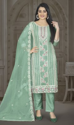KK 175 by Kross Culture Heavy Organza Embroidered Unstitched dress material Catalogue Amavi