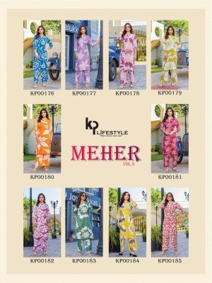 KP Lifestyle Meher Vol 3 Rayon Kurti Pant Set kurtis catalogs