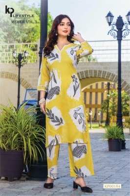 KP Lifestyle Meher Vol 3 Rayon Kurti Pant Set kurtis catalogs