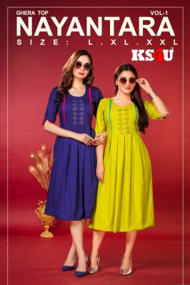KS4U Ahmadabad by Nayantara ghera kurti catalog with fancy designed at affordable rate  Amavi