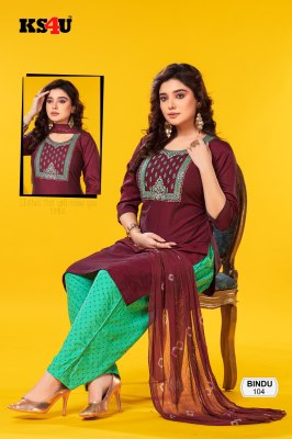 KS4U present bindu heavy twoton fabric exclusive readymade patiyala suit catalogue at wholesale price readymade suit catalogs