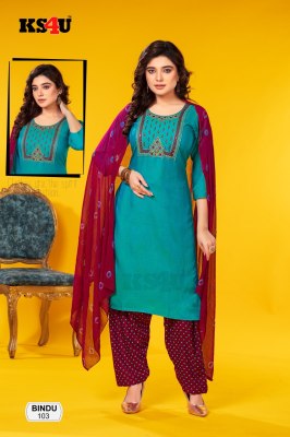 KS4U present bindu heavy twoton fabric exclusive readymade patiyala suit catalogue at wholesale price readymade suit catalogs