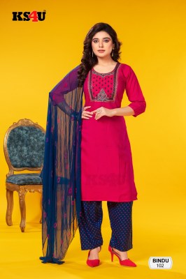 KS4U present bindu heavy twoton fabric exclusive readymade patiyala suit catalogue at wholesale price readymade suit catalogs