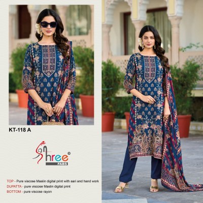 KT 118 by shree fab Pure Muslin digital printed Salwar Kameez collection on Amavi Expo salwar kameez catalogs
