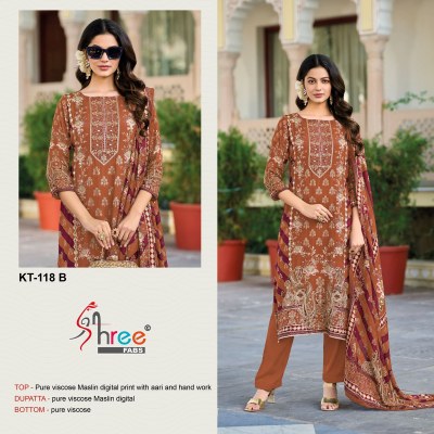 KT 118 by shree fab Pure Muslin digital printed Salwar Kameez collection on Amavi Expo salwar kameez catalogs