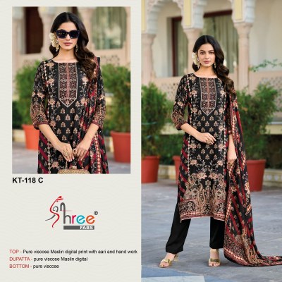 KT 118 by shree fab Pure Muslin digital printed Salwar Kameez collection on Amavi Expo salwar kameez catalogs