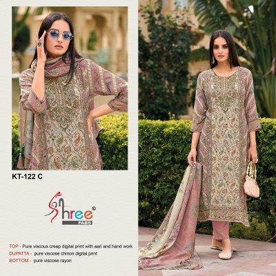 KT -122 by Shree Fab Pure Viscose Maslin digital printed unstitched suit catalogue with low range salwar kameez catalogs